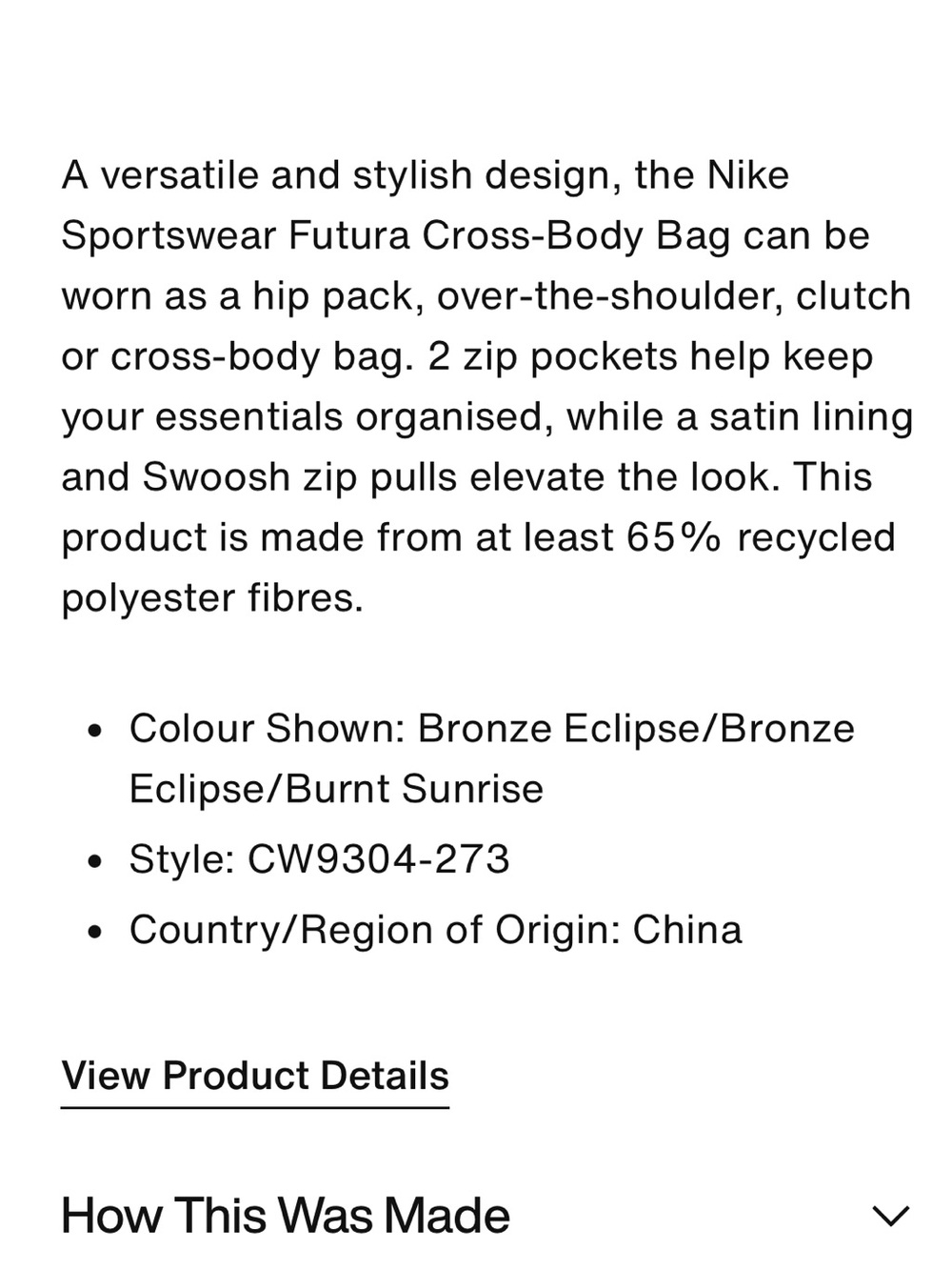 Nike Sportswear Futura Crossbody Bag with Gold Hardware - Picture 4 of 4